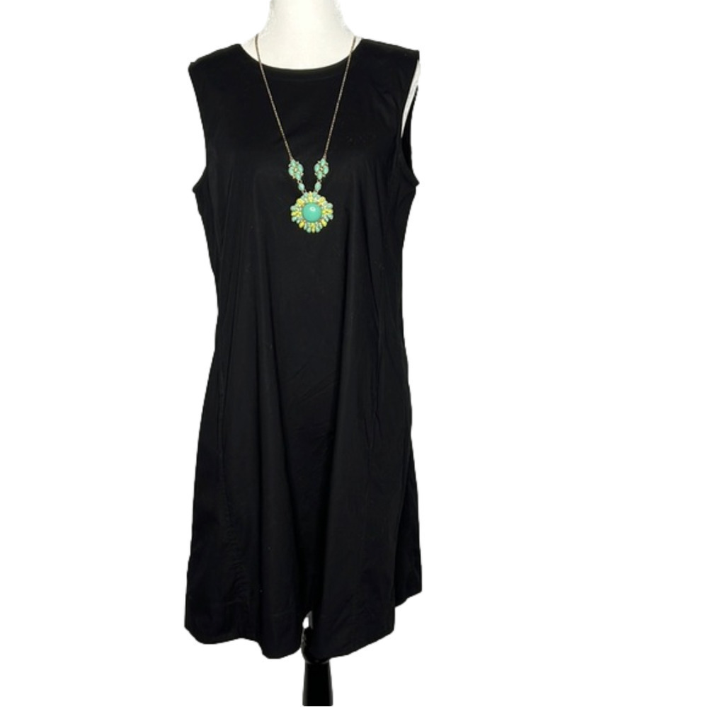 EILEEN Fisher Black Cotton A-Line Shift Dress